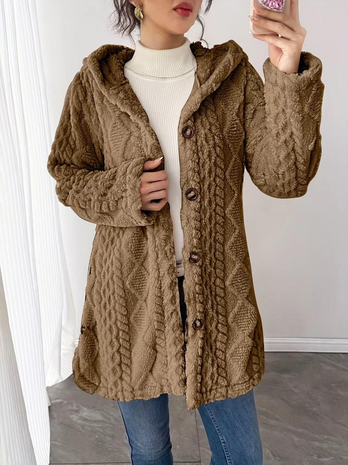 Full Size Button-down Hooded Outerwear Plus (22)