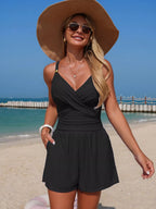V-neck Spaghetti Strap One-piece Swimsuit (2)