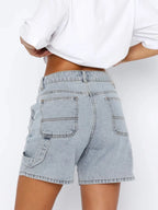 Washed High Rise Denim Shorts (12)