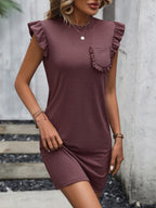 Round Neck Butterfly Sleeve Dress Pocket (8)