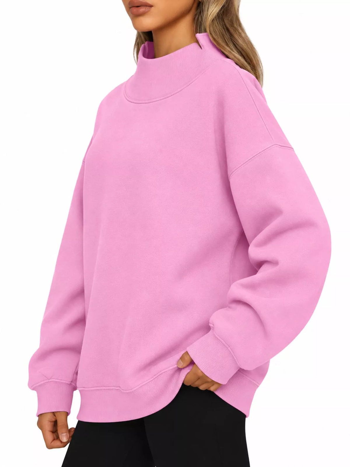 Oversized Mock Neck Long Sleeve Sweatshirt (31)