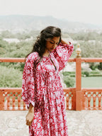 Floral Tie Neck Lantern Sleeve Dress (18)