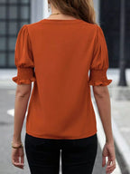 Notched Half Sleeve Blouse (33)