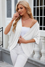 Eyelet Open Front Half Sleeve Cardigan (7)