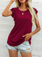 Round Neck Butterfly Sleeve Top (4)