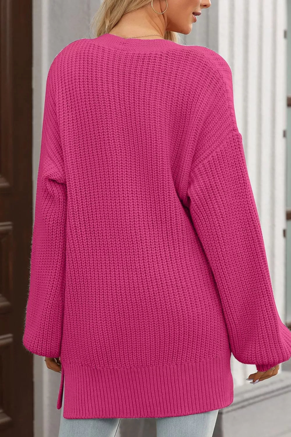 Chunky Knit Button-down Cardigan (2)