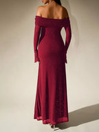 Glitter Off-shoulder Maxi Dress (2)