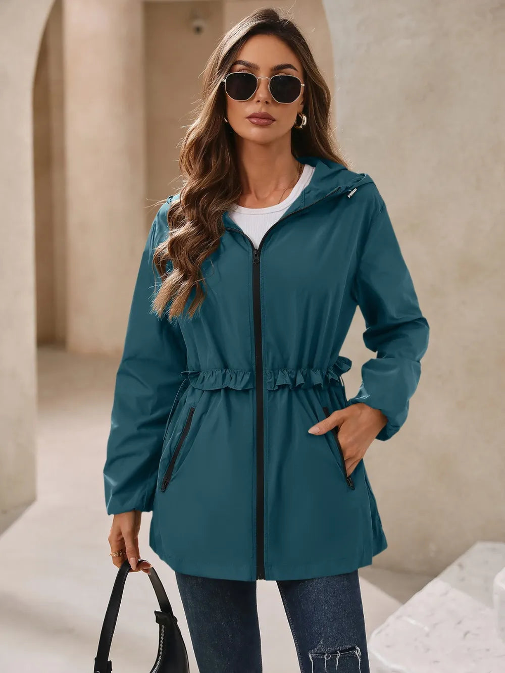 Outdoor Waterproof Long Sleeve Hooded Windbreaker (22)