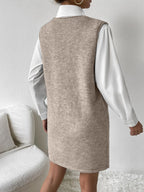 V-neck Sleeveless Sweater Dress Pockets (2)