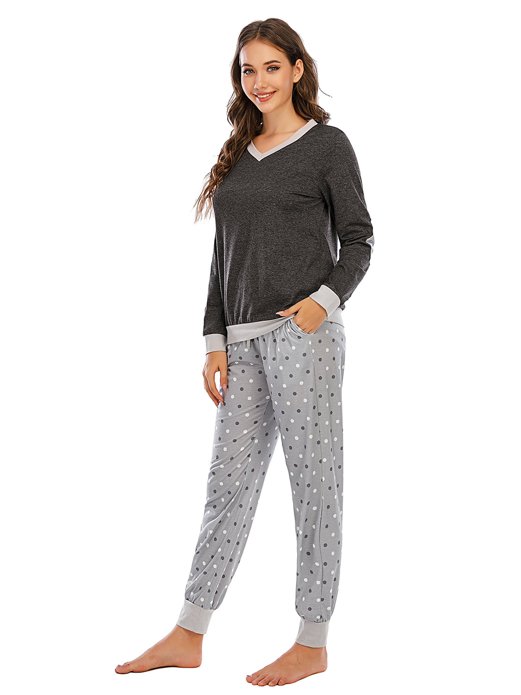 Long Sleeve Top Polka Dot Pants Set (3)
