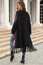 Geometric Fringe Hem Open Front Duster Cardigan (16)