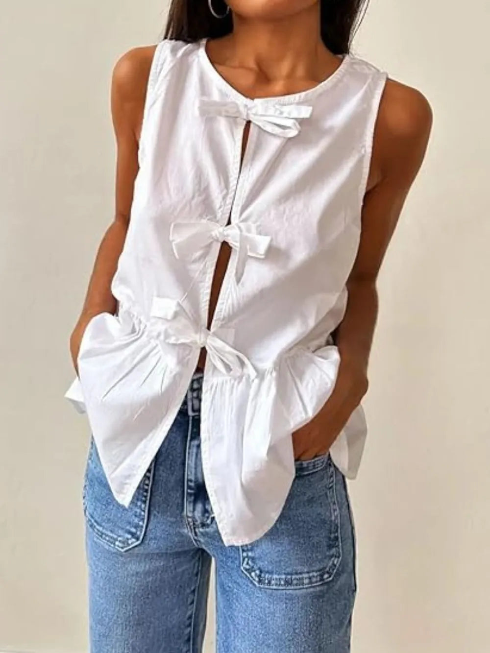 Tied Striped Round Neck Tank (8)