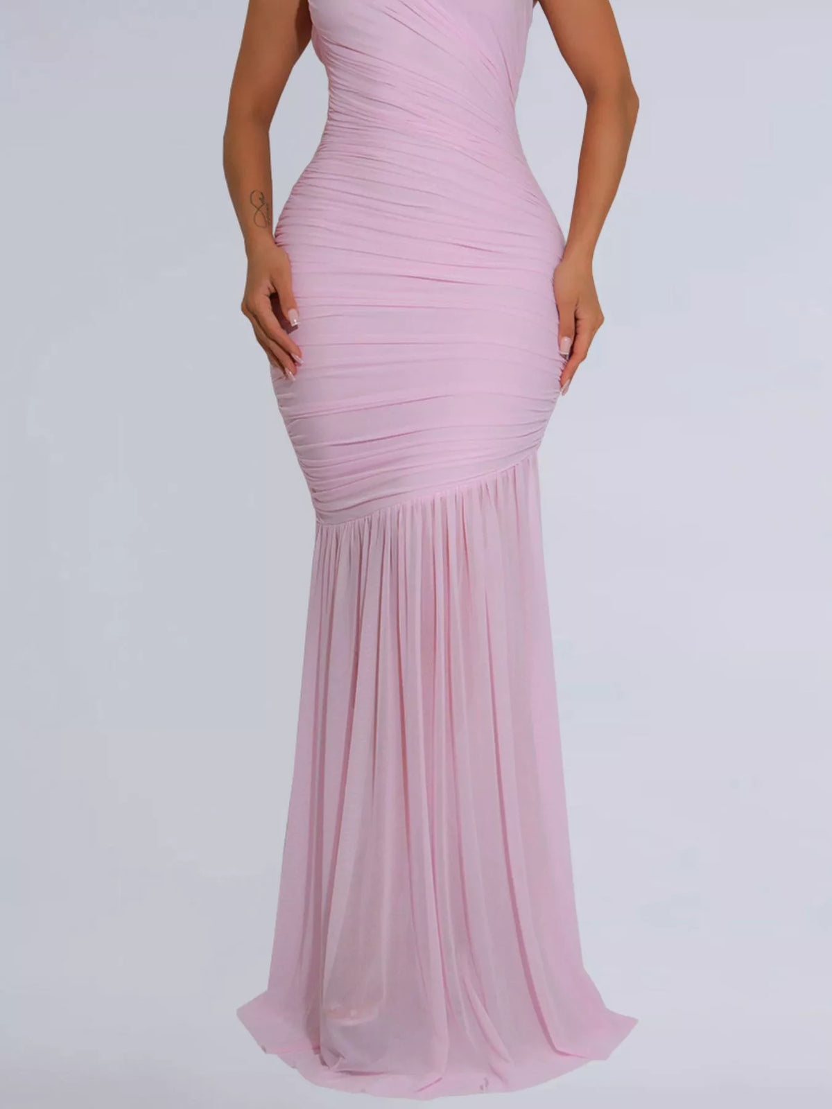 One-shoulder Ruched Bodycon Maxi Dress (10)