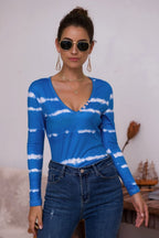 Tie-dye Plunge Long Sleeve Top (11)