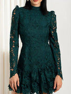 Lace Mock Neck Long Sleeve Mini Dress (4)