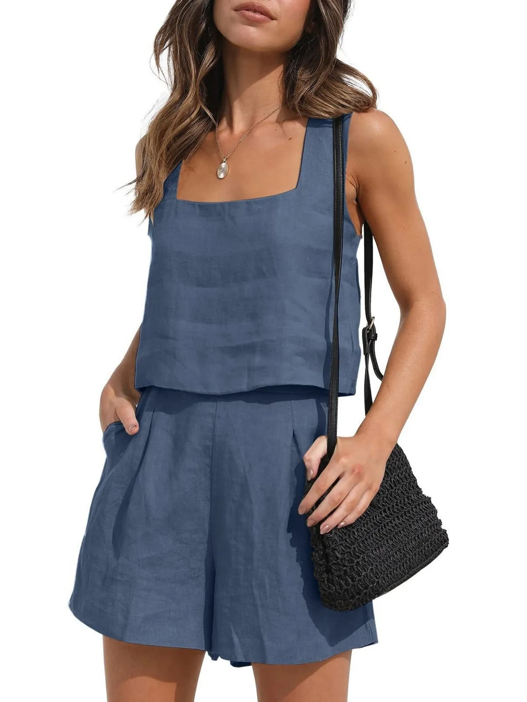 Square Neck Tank Shorts Set (6)