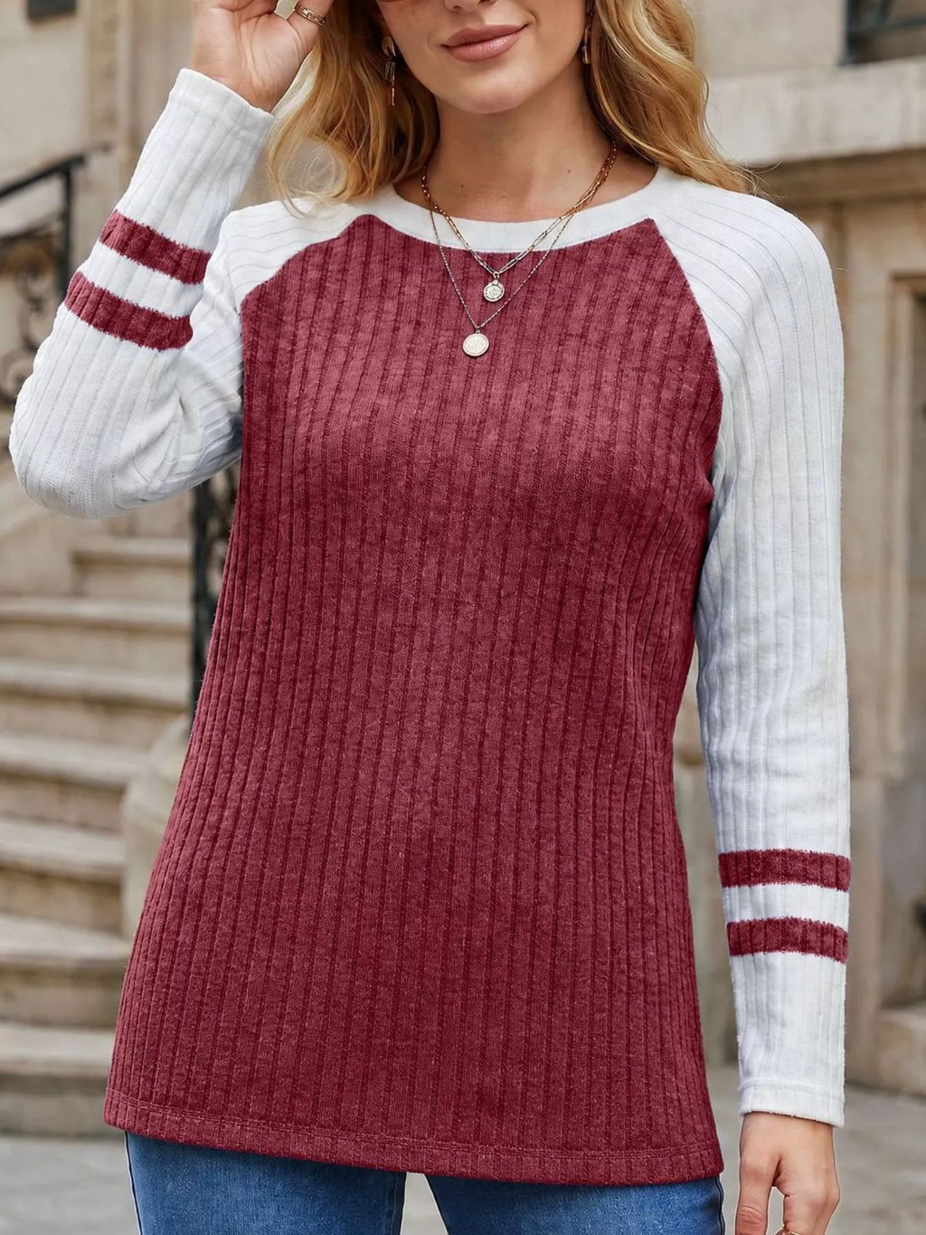 Ribbed Raglan Sleeve T-shirt (23)