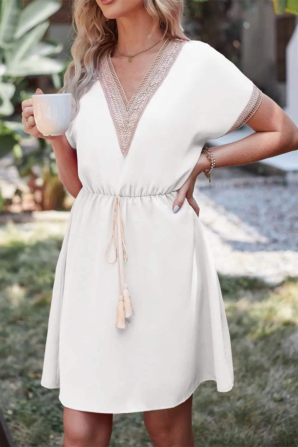 Tassel V-neck Short Sleeve Dress (6)