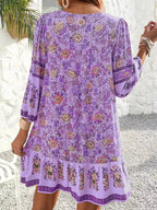 Floral Print Tassel Tie Neck Mini Dress (6)