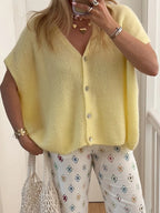 V-neck Button Up Short Sleeve Cardigan (8)
