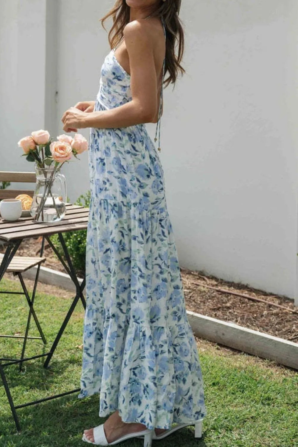Floral Halter Neck Tiered Maxi Dress (14)