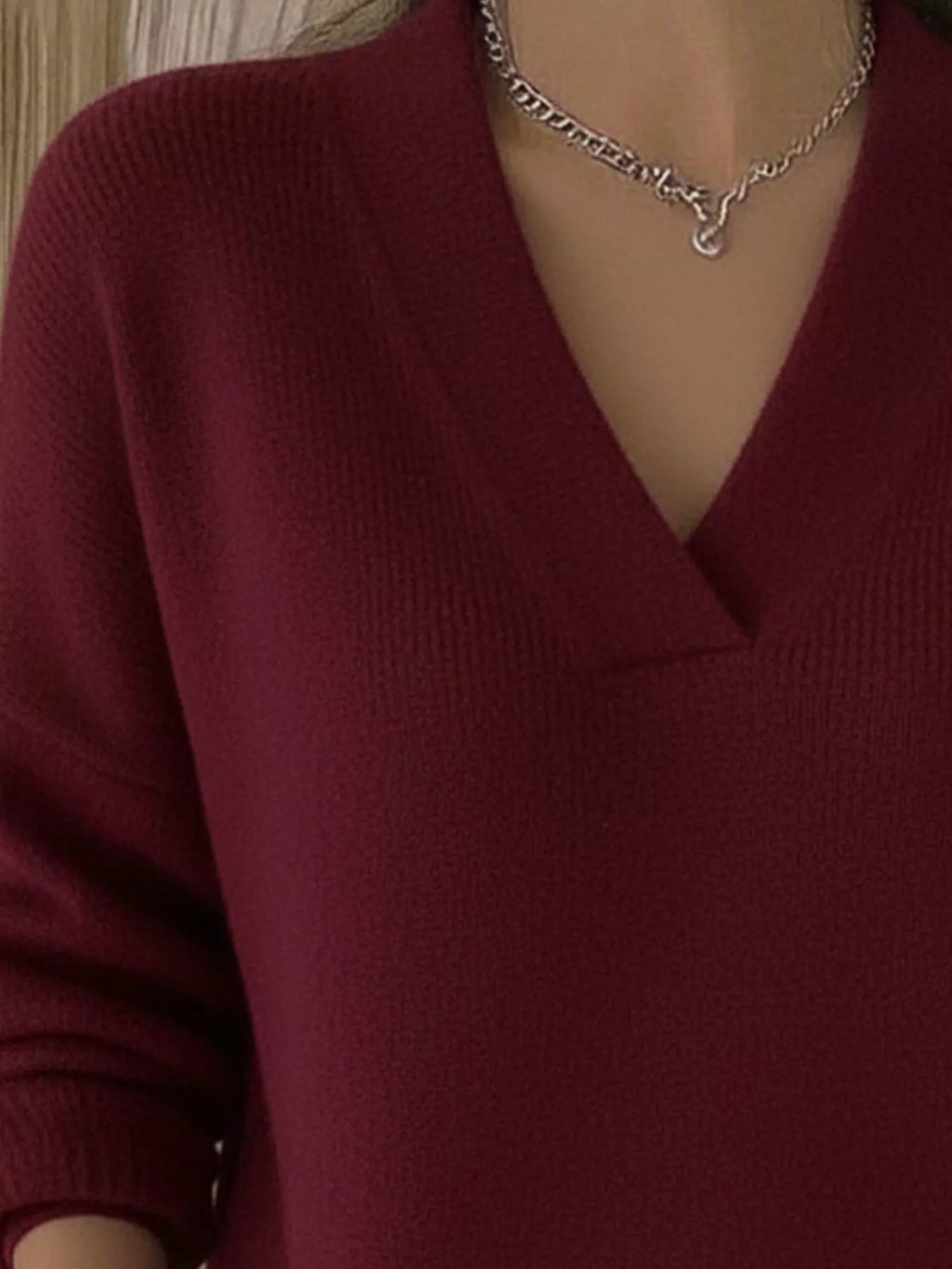 Full Size V-neck Long Sleeve Sweater Plus (11)