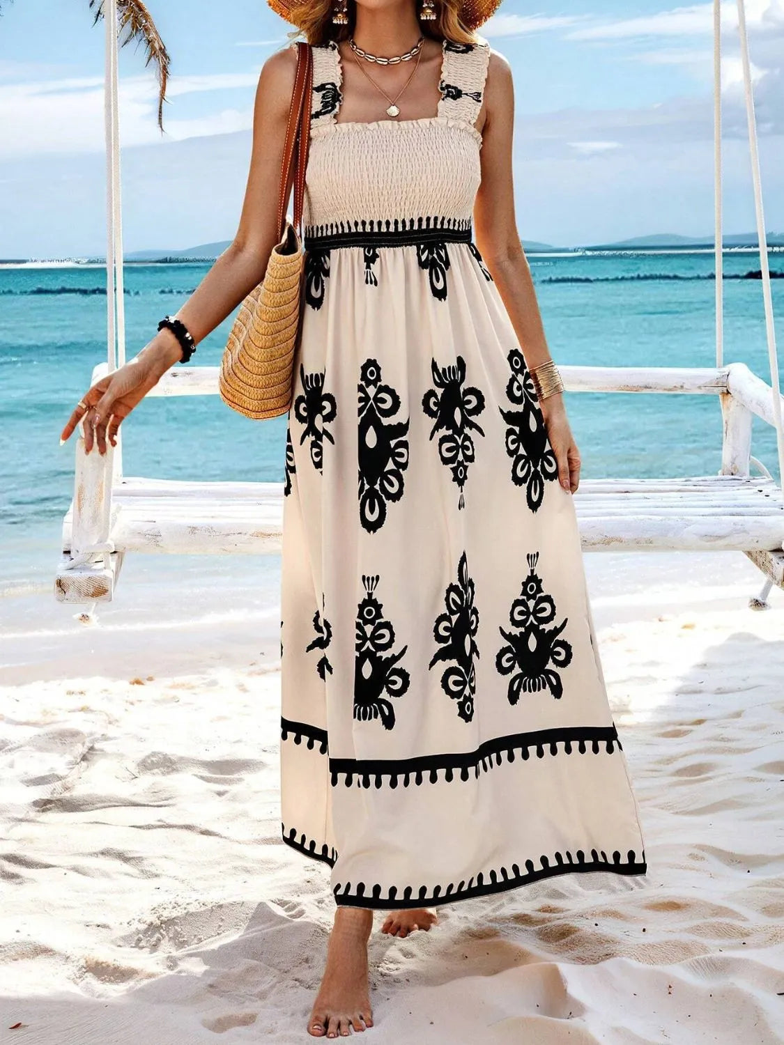 Smocked Printed Wide Strap Maxi Dress (7)