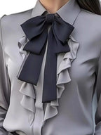 Ruffled Tie Front Long Sleeve Blouse (5)