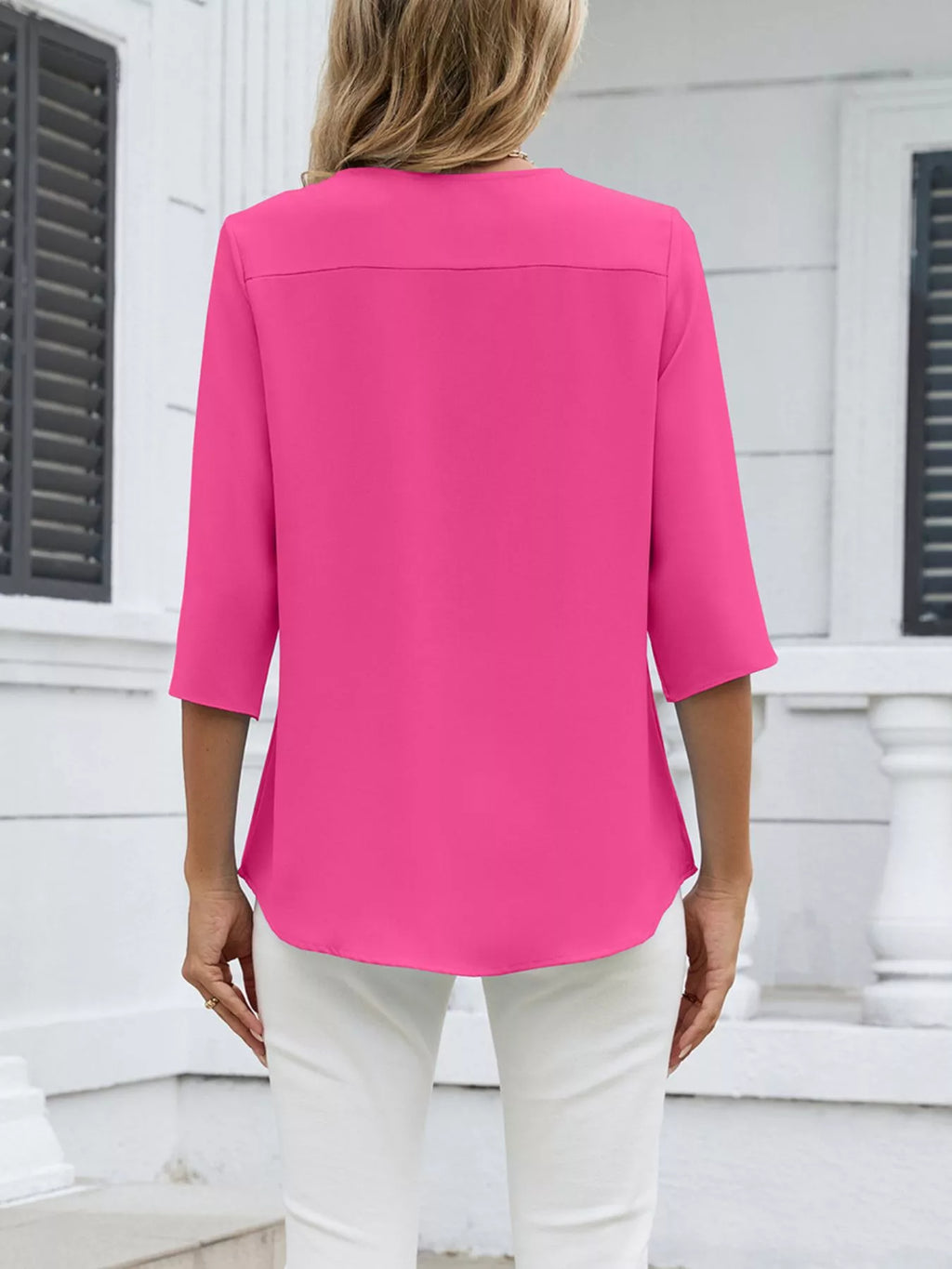 V-neck 3/4 Sleeve Blouse (20)