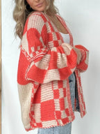 Plaid Open Front Long Sleeve Cardigan (5)