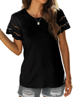 Round Neck Short Sleeve Casual T-shirt (7)