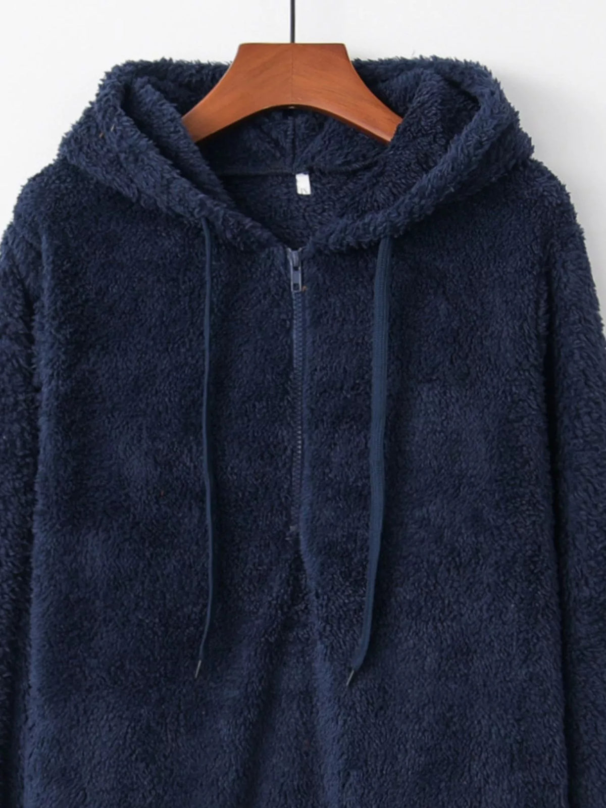 Full Size Half Zip Drawstring Fleece Hoodie Plus (17)