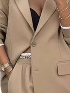 Full Size One Button Blazer Wide-leg Pants Set Plus (12)