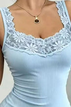 Lace Trim Fitted Tank Top (9)