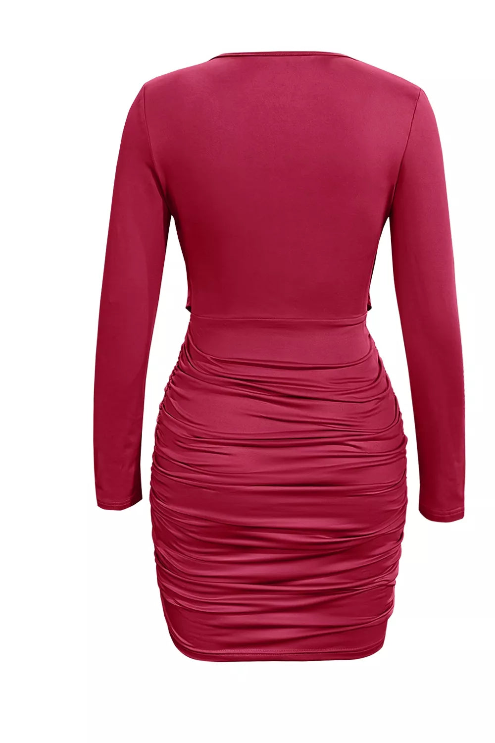 Ruched Cowl Neck Long Sleeve Mini Dress (20)