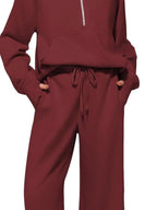 Half Zip Long Sleeve Top Pants Set (3)