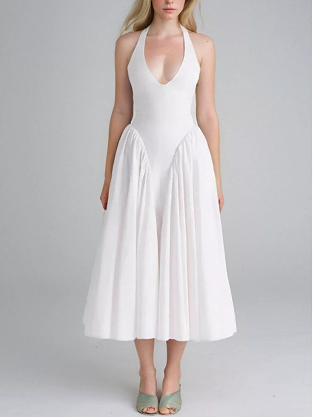 Halter Neck Midi Dress Pockets (5)