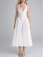 Halter Neck Midi Dress Pockets (5)