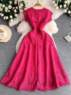 Lace Sleeveless A-line Dress (2)