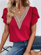 V-neck Petal Sleeve Blouse (6)