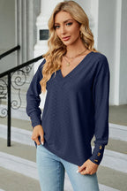 V-neck Lantern Sleeve T-shirt (14)
