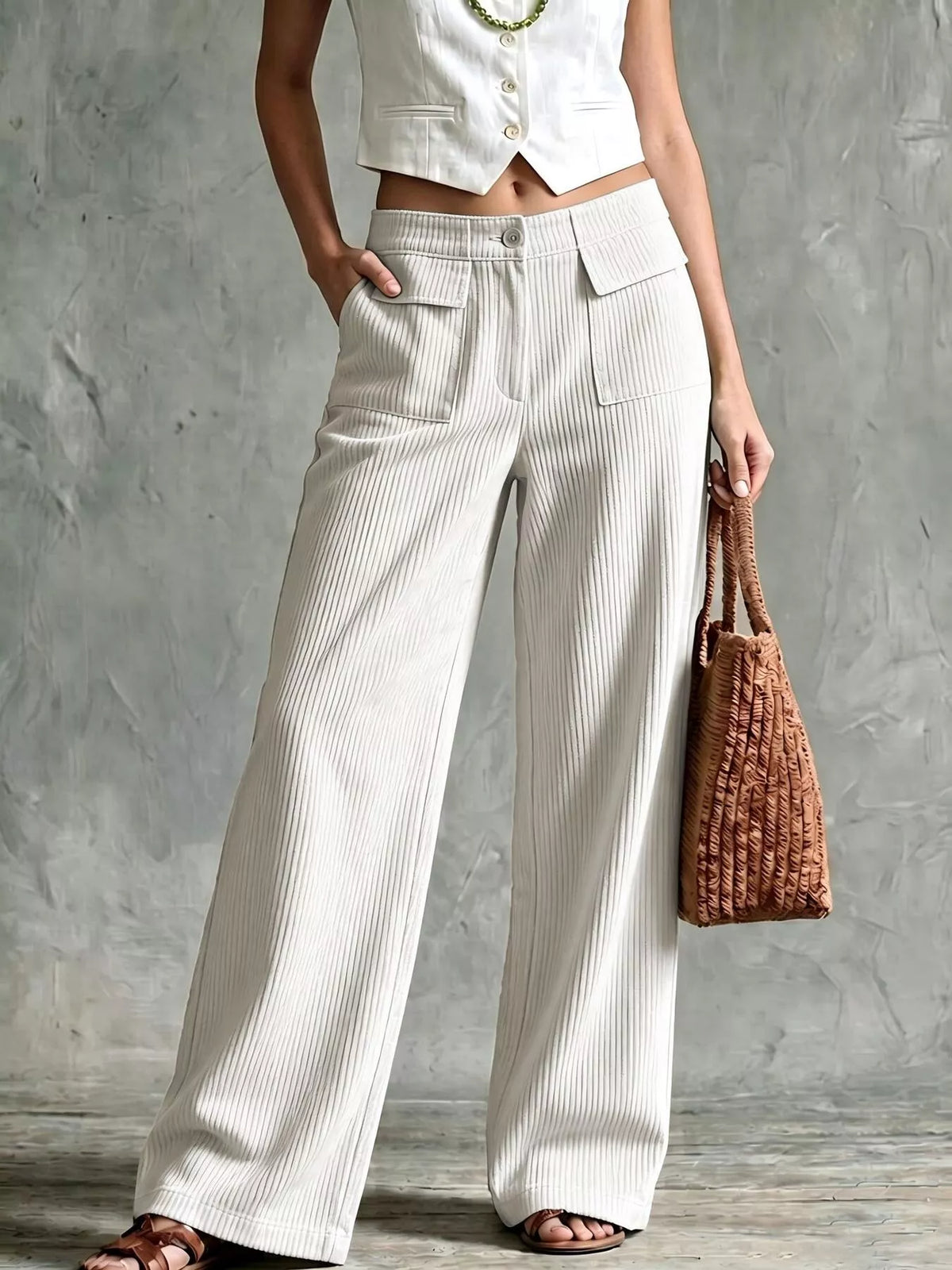 Full Size Wide-leg Corduroy Pants Plus