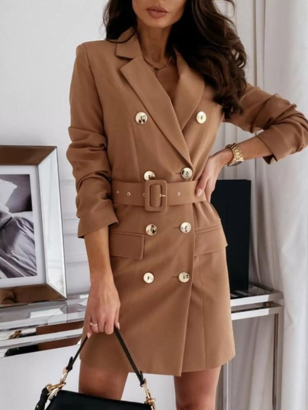Double-breasted Belted Blazer Dress (2)