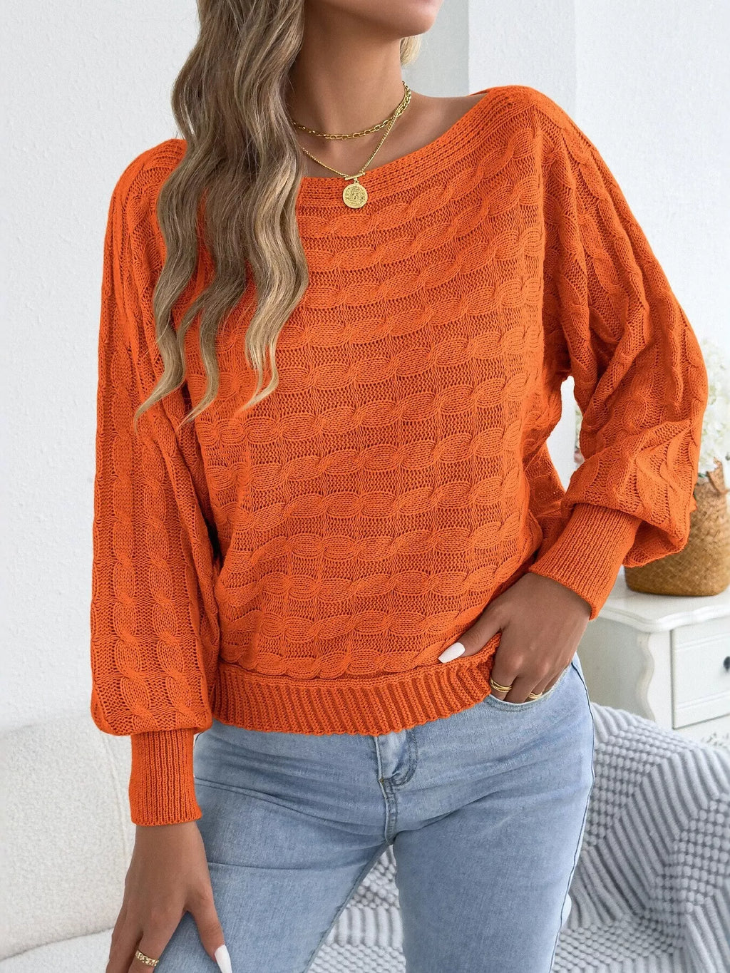Cable Knit Boat Neck Sweater (9)