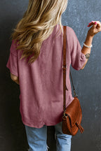 Textured V-neck Dropped Shoulder T-shirt (28)