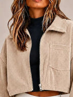 Corduroy Zip Up Cropped Jacket (5)