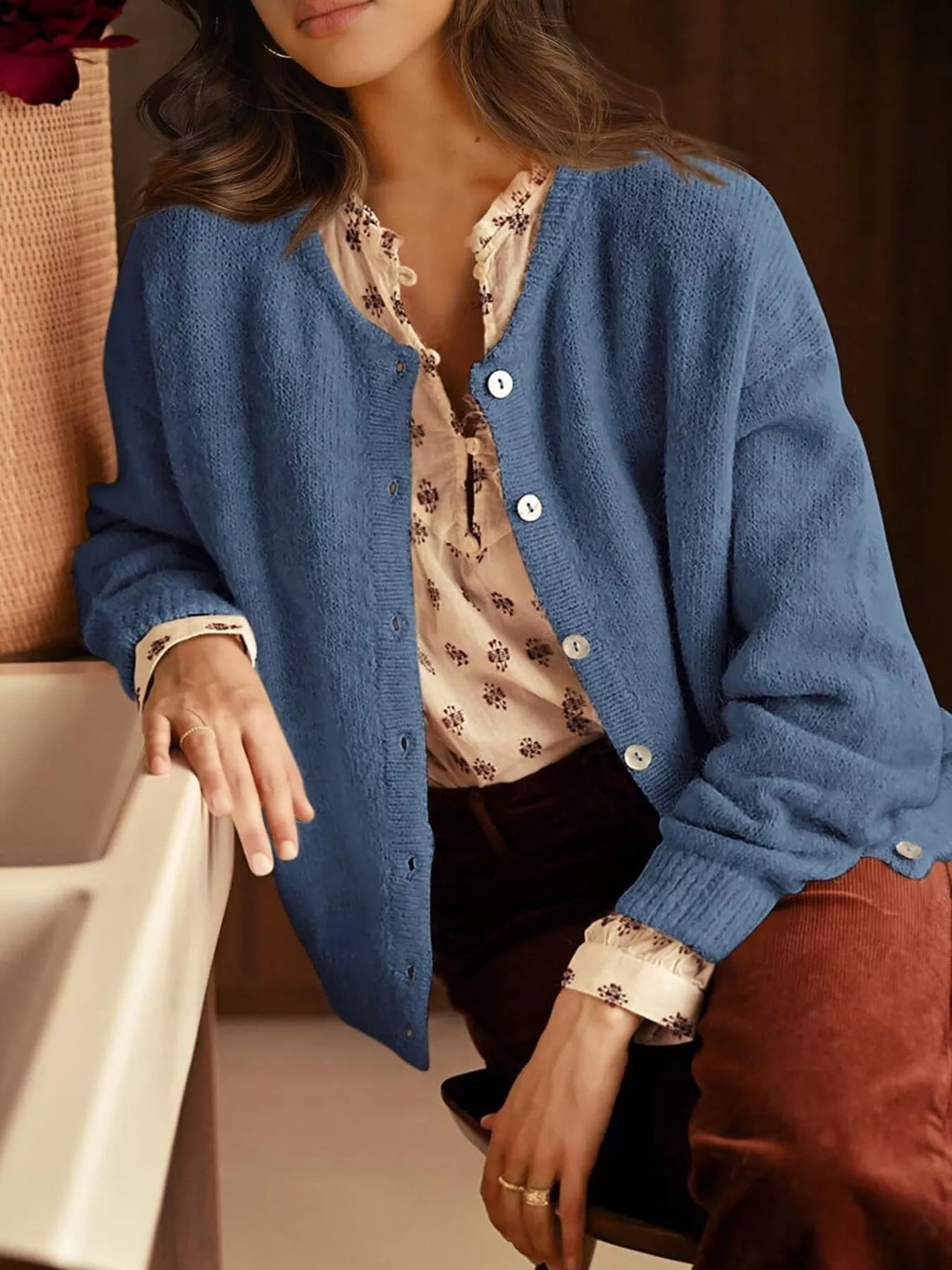Button-down Dropped Shoulder Cardigan (16)