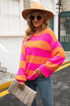 Striped Balloon Sleeve Knit Pullover (14)