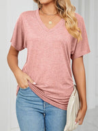 Casual V-neck Short Sleeve T-shirt (28)