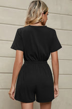 Drawstring Half Button Short Sleeve Romper (11)